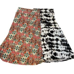Mossimo L & XL 2 Fold top long cotton skirt tie die & Aztec designs‎ BEACHY!